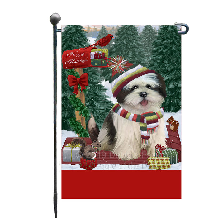 Personalized Merry Christmas Woodland Sled  Lhasa Apso Dog Custom Garden Flags GFLG-DOTD-A61623