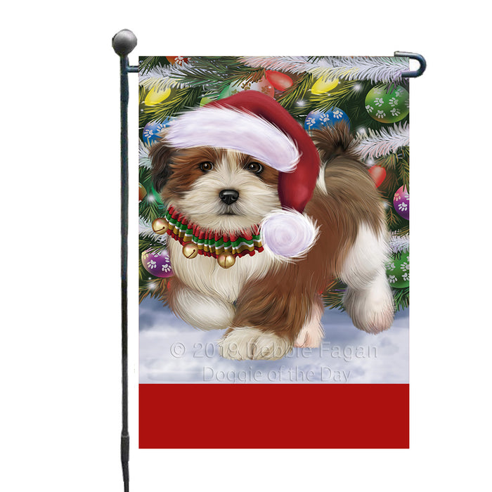 Personalized Trotting in the Snow Lhasa Apso Dog Custom Garden Flags GFLG-DOTD-A60751