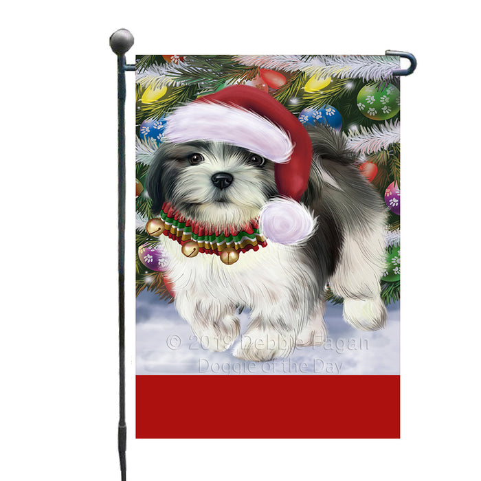 Personalized Trotting in the Snow Lhasa Apso Dog Custom Garden Flags GFLG-DOTD-A60752