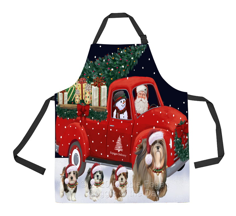 Christmas Express Delivery Red Truck Running Lhasa Apso Dogs Apron Apron-48133