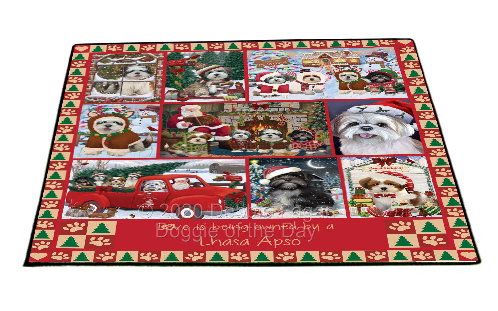 Love is Being Owned Christmas Lhasa Apso Dogs Floormat FLMS54886