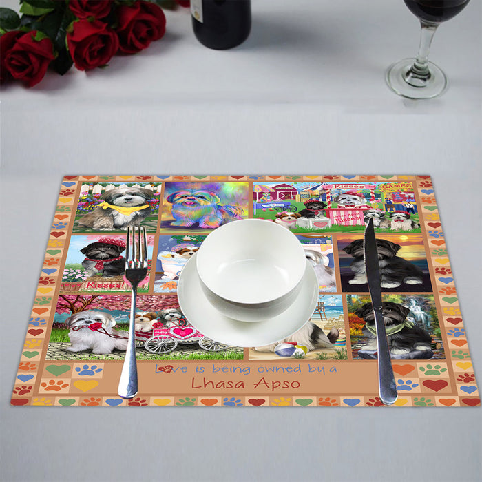 Love is Being Owned Lhasa Apso Dog Beige Placemat