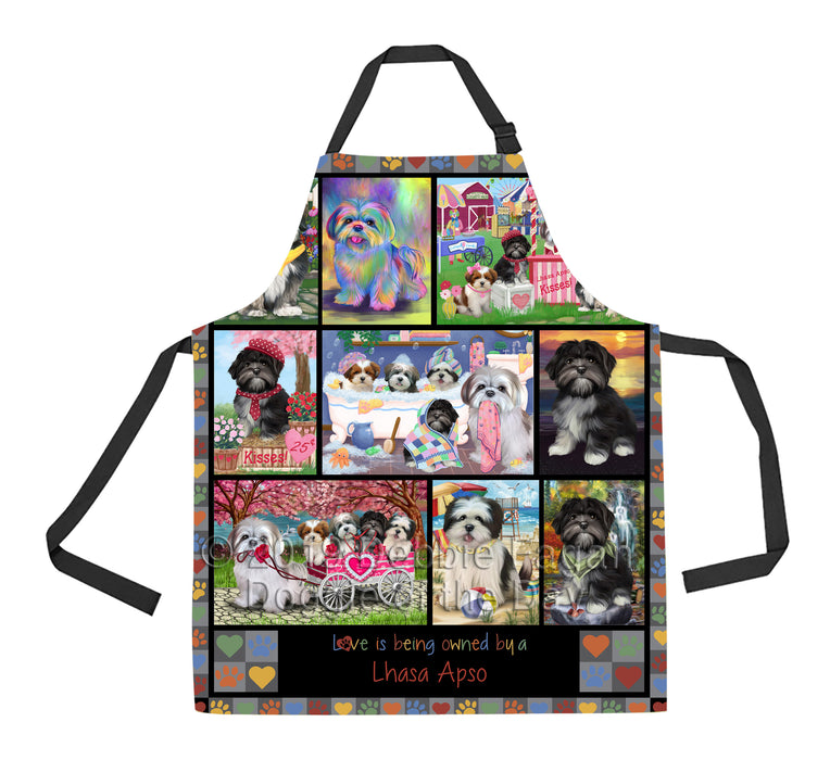 Love is Being Owned Lhasa Apso Dog Grey Apron