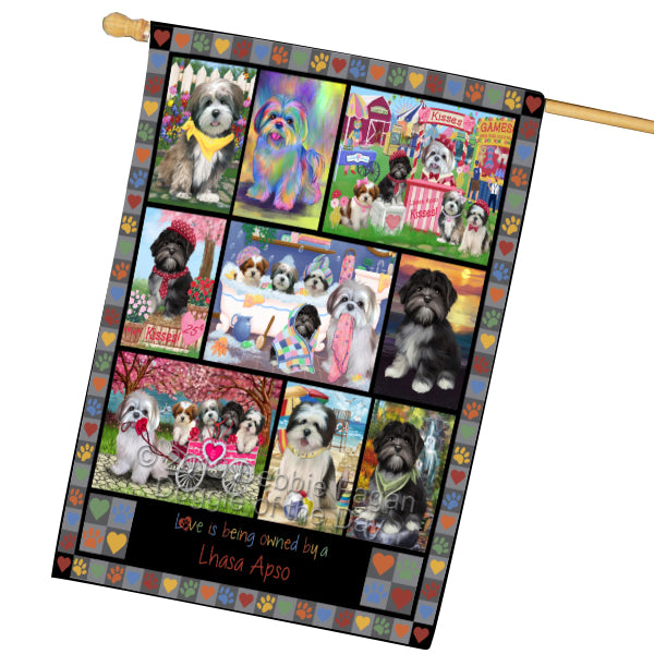 Love is Being Owned Lhasa Apso Dog Grey House Flag FLG65503