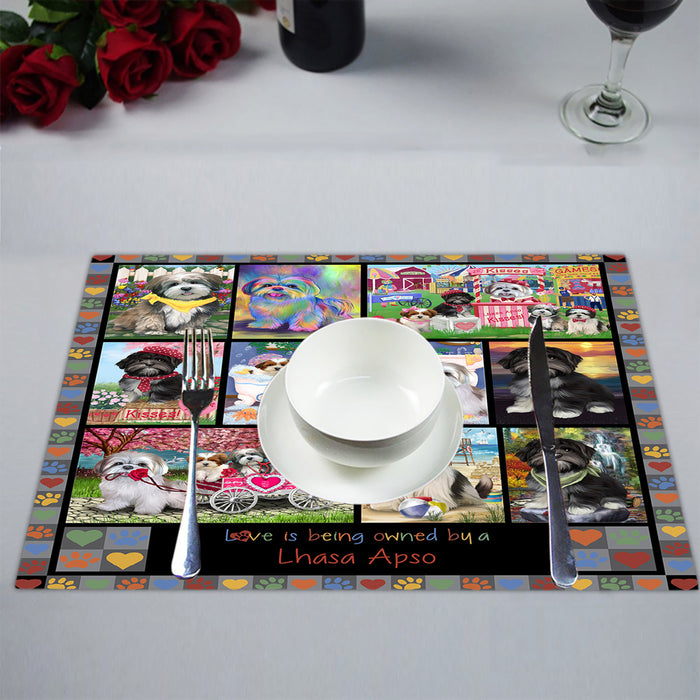 Love is Being Owned Lhasa Apso Dog Grey Placemat