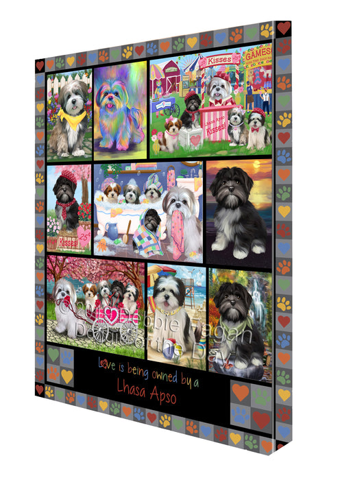 Love is Being Owned Lhasa Apso Dog Grey Canvas Print Wall Art Décor CVS138221