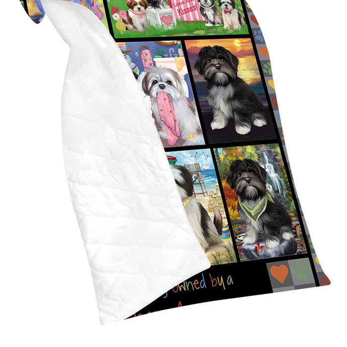 Love is Being Owned Lhasa Apso Dog Grey Quilt