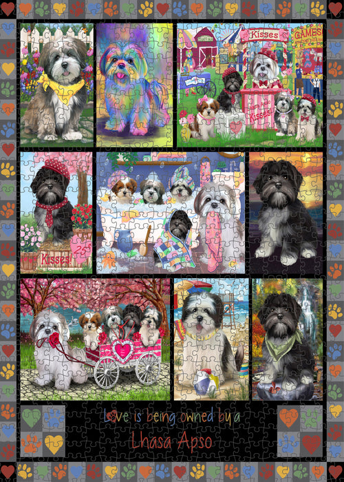 Love is Being Owned Lhasa Apso Dog Grey Puzzle with Photo Tin PUZL98512