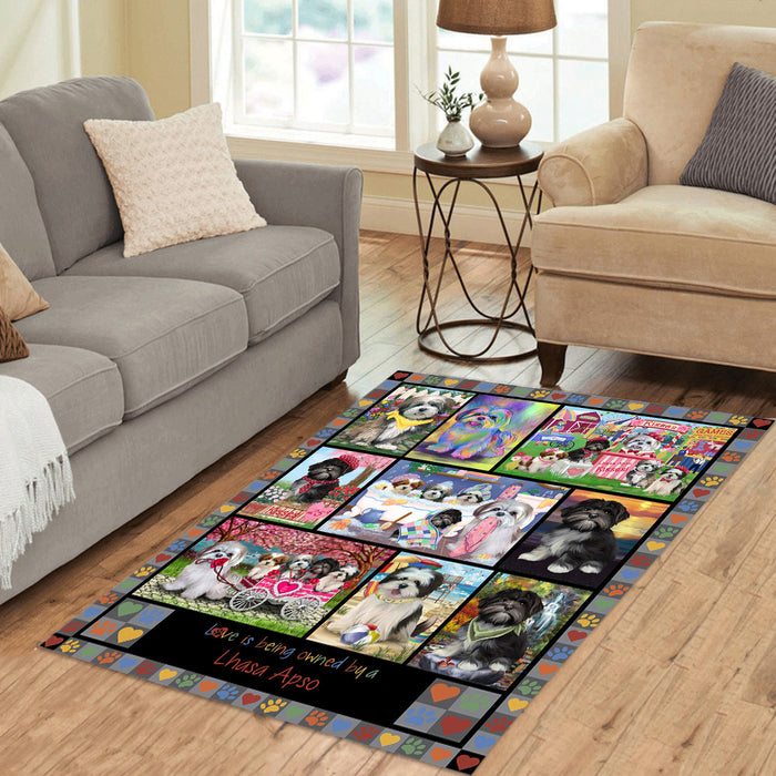 Love is Being Owned Lhasa Apso Dog Grey Area Rug