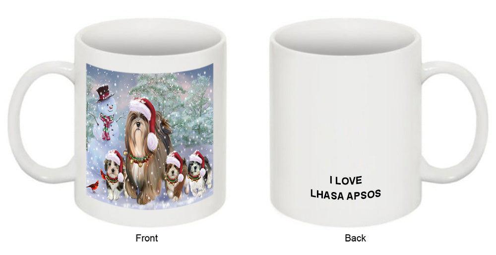 Christmas Running Family Lhasa Apso Dogs Coffee Mug MUG52531