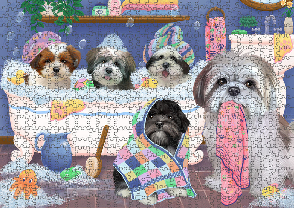 Rub A Dub Dogs In A Tub Lhasa Apsos Dog Puzzle with Photo Tin PUZL95400