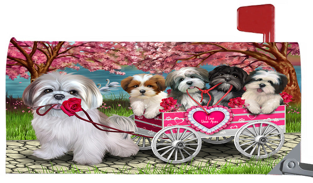 I Love Lhasa Apso Dogs in a Cart Magnetic Mailbox Cover MBC48564