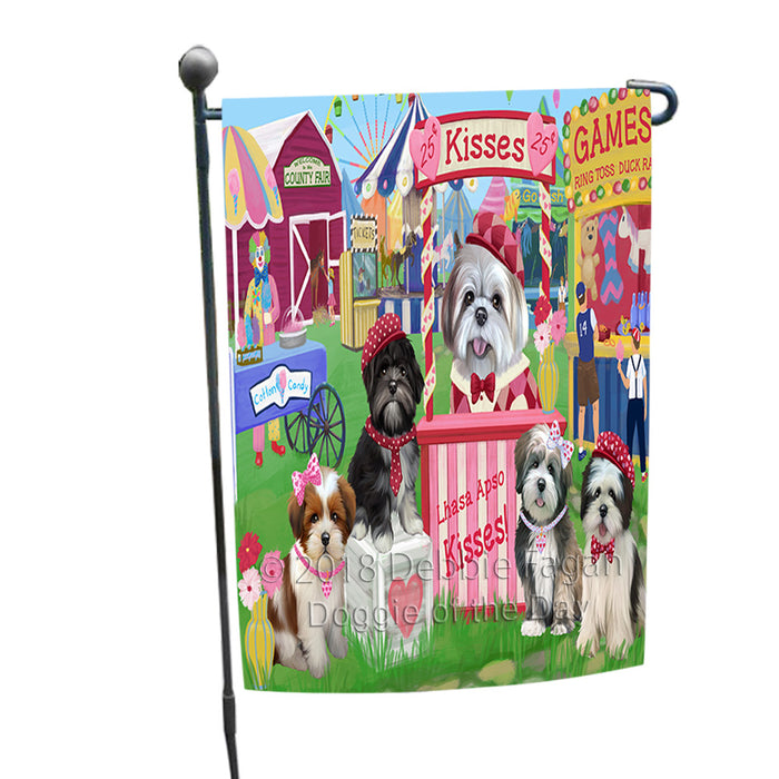 Carnival Kissing Booth Lhasa Apsos Dog Garden Flag GFLG56453