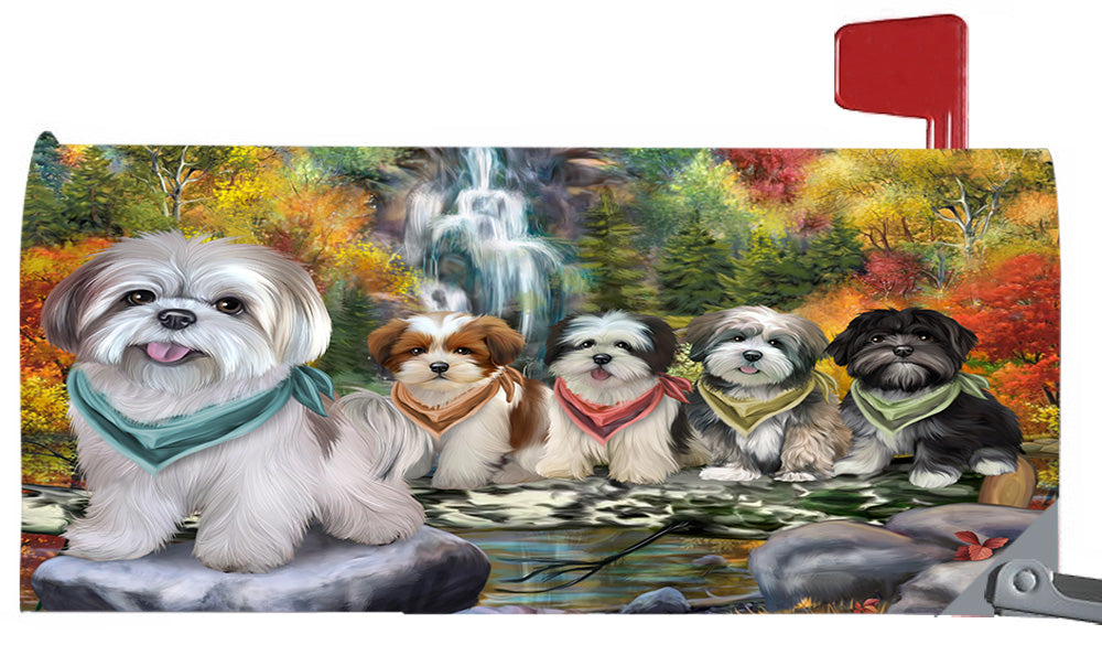 Scenic Waterfall Lhasa Apso Dogs Magnetic Mailbox Cover MBC48735
