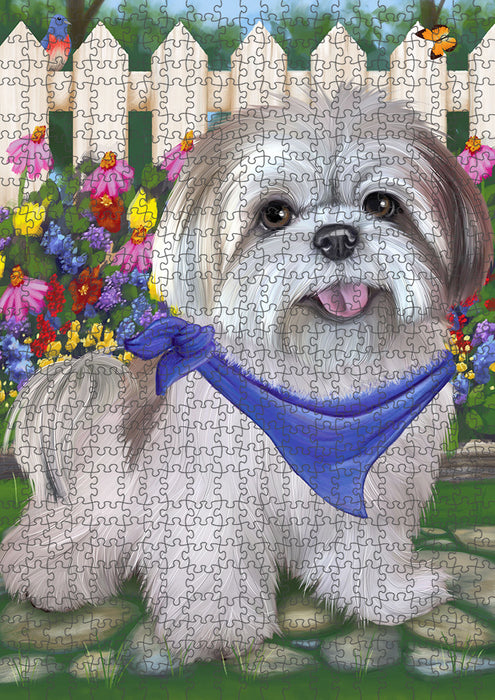 Spring Floral Lhasa Apso Dog Puzzle with Photo Tin PUZL53418