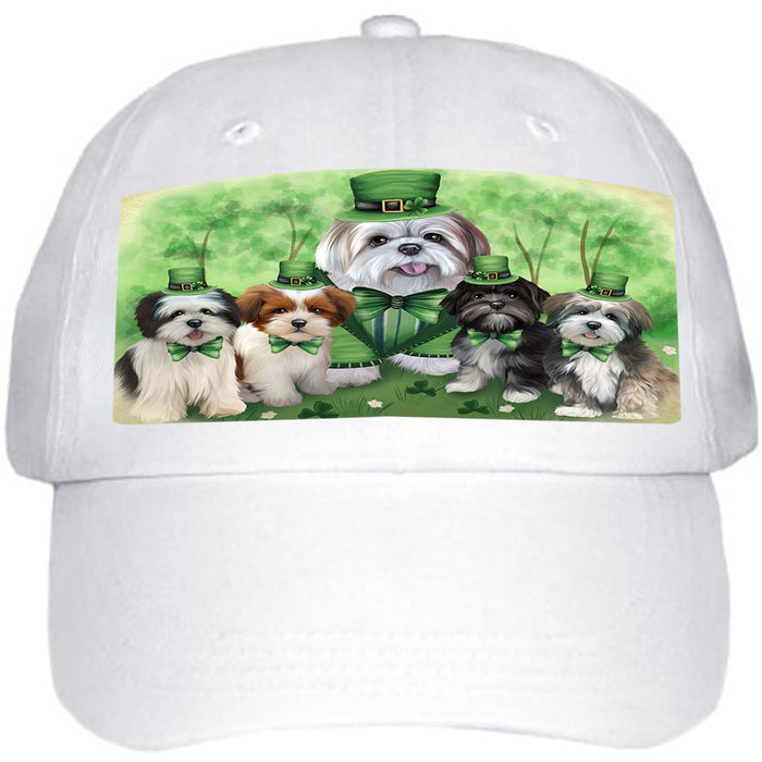 St. Patricks Day Irish Family Portrait Lhasa Apsos Dog Ball Hat Cap HAT51723