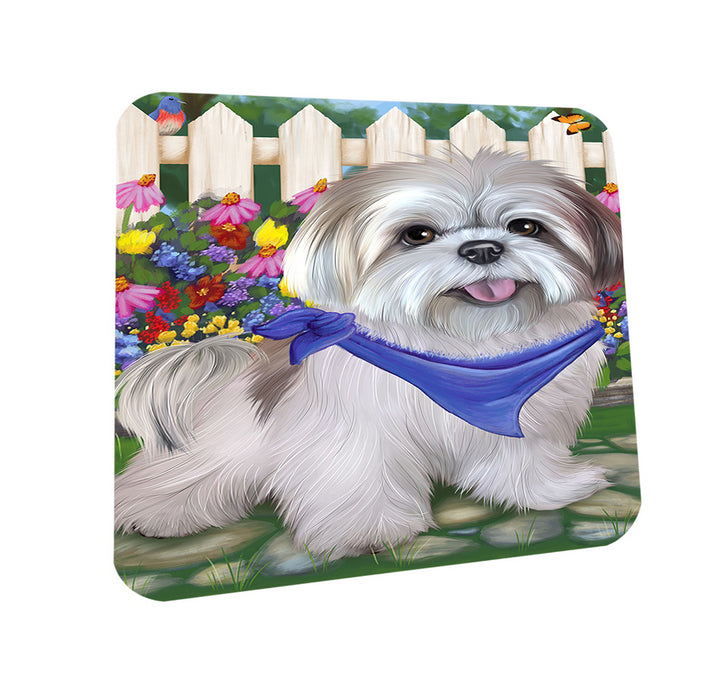 Spring Floral Lhasa Apso Dog Coasters Set of 4 CST49863