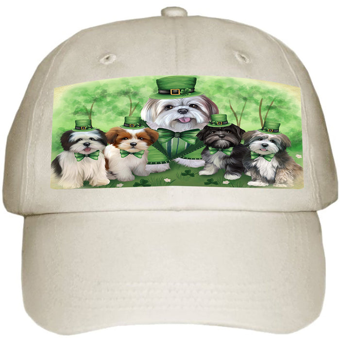 St. Patricks Day Irish Family Portrait Lhasa Apsos Dog Ball Hat Cap HAT51723