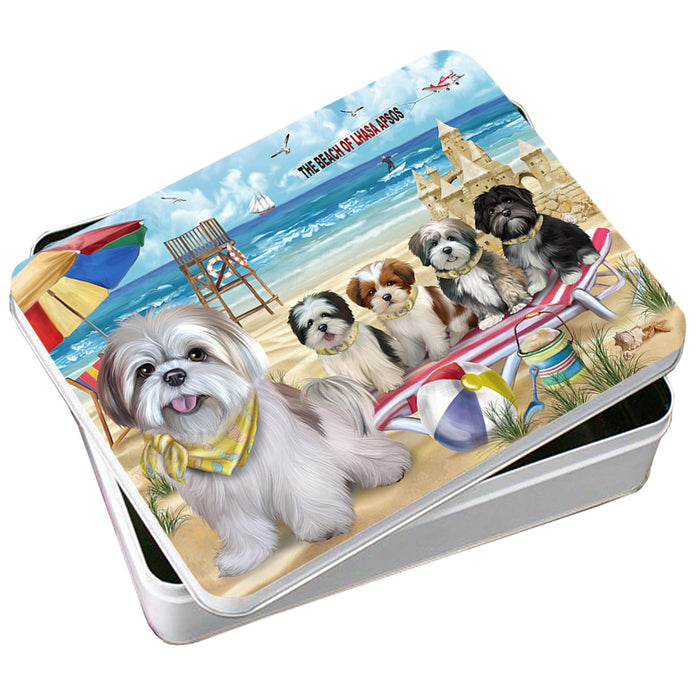 Pet Friendly Beach Lhasa Apsos Dog Photo Storage Tin PITN50046