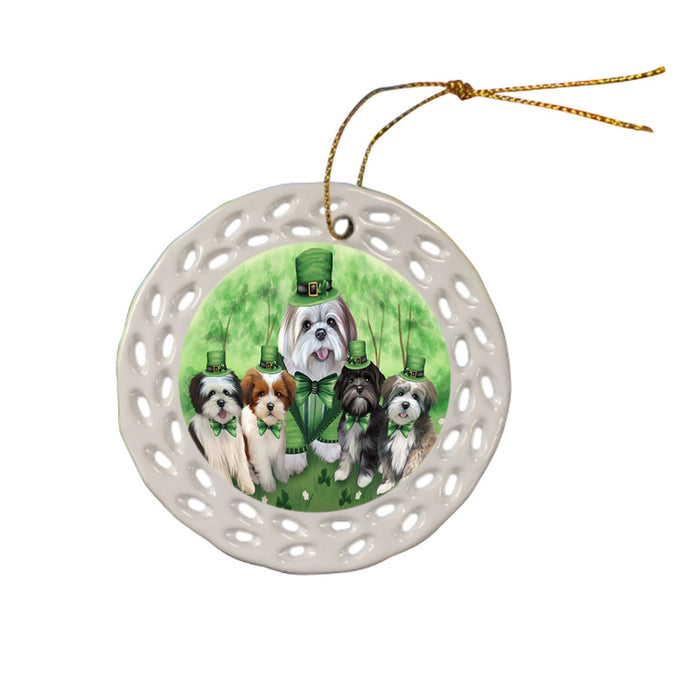 St. Patricks Day Irish Portrait Lhasa Apsos Dog Ceramic Doily Ornament DPOR49330