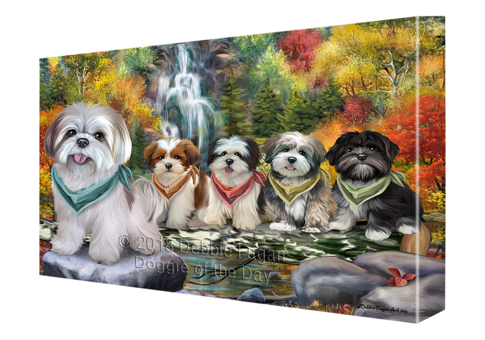 Scenic Waterfall Lhasa Apsos Dog Canvas Wall Art CVS60627