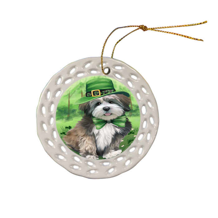 St. Patricks Day Irish Portrait Lhasa Apso Dog Ceramic Doily Ornament DPOR48829