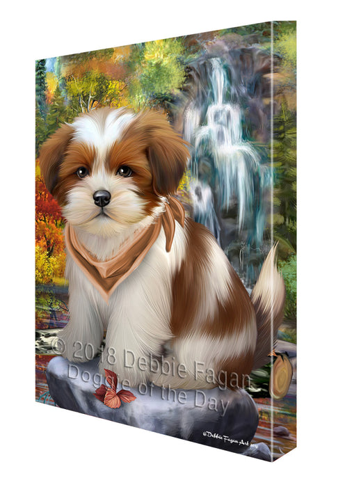 Scenic Waterfall Lhasa Apso Dog Canvas Wall Art CVS60636