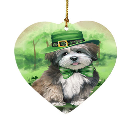 St. Patricks Day Irish Portrait Lhasa Apso Dog Heart Christmas Ornament HPOR48829