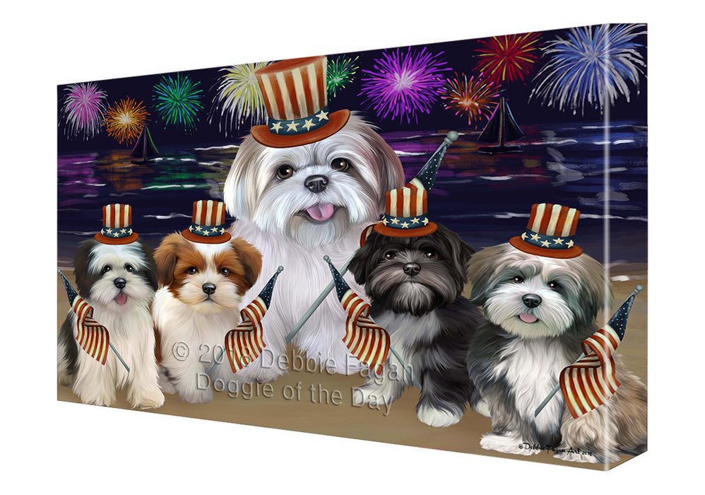4th of July Independence Day Firework Lhasa Apsos Dog Canvas Wall Art CVS56001