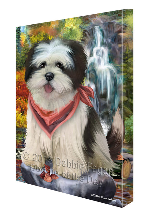 Scenic Waterfall Lhasa Apso Dog Canvas Wall Art CVS60645