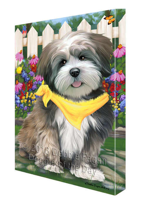 Spring Floral Lhasa Apso Dog Canvas Wall Art CVS64906