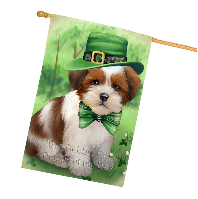 St. Patricks Day Irish Portrait Lhasa Apso Dog House Flag FLG48795