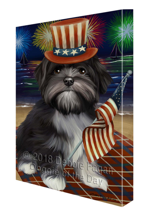 4th of July Independence Day Firework Lhasa Apso Dog Canvas Wall Art CVS56010