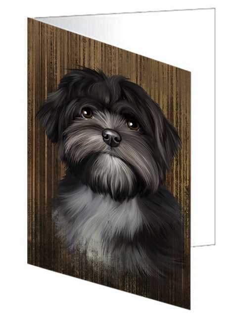 Rustic Lhasa Apso Dog Handmade Artwork Assorted Pets Greeting Cards and Note Cards with Envelopes for All Occasions and Holiday Seasons GCD55337