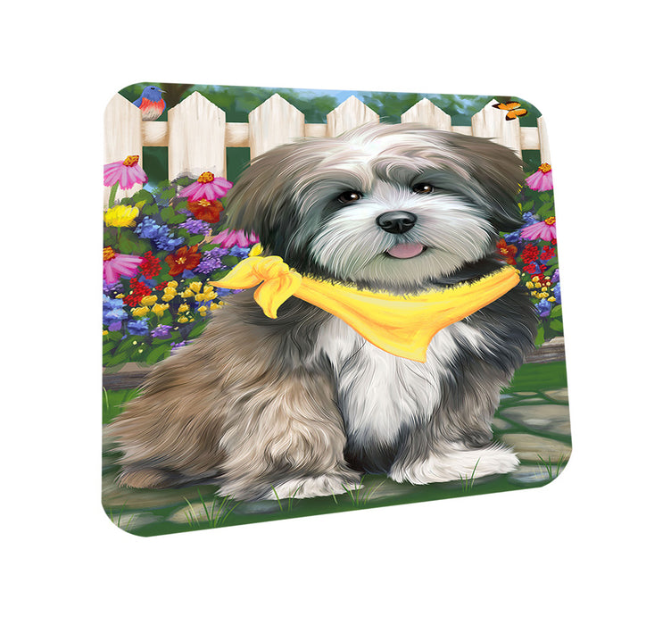 Spring Floral Lhasa Apso Dog Coasters Set of 4 CST49865