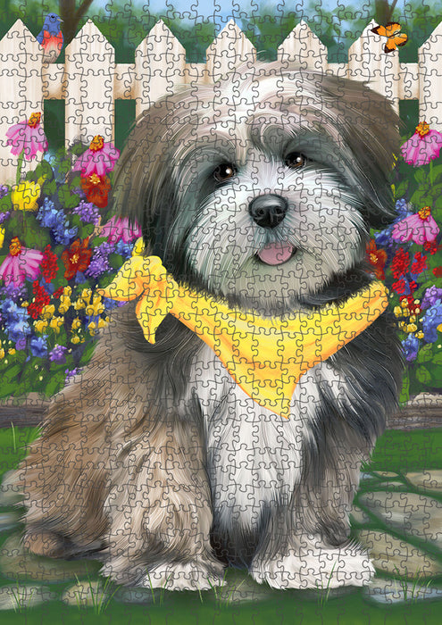 Spring Floral Lhasa Apso Dog Puzzle with Photo Tin PUZL53424