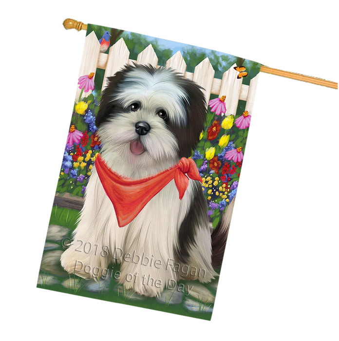 Spring Floral Lhasa Apso Dog House Flag FLG49872