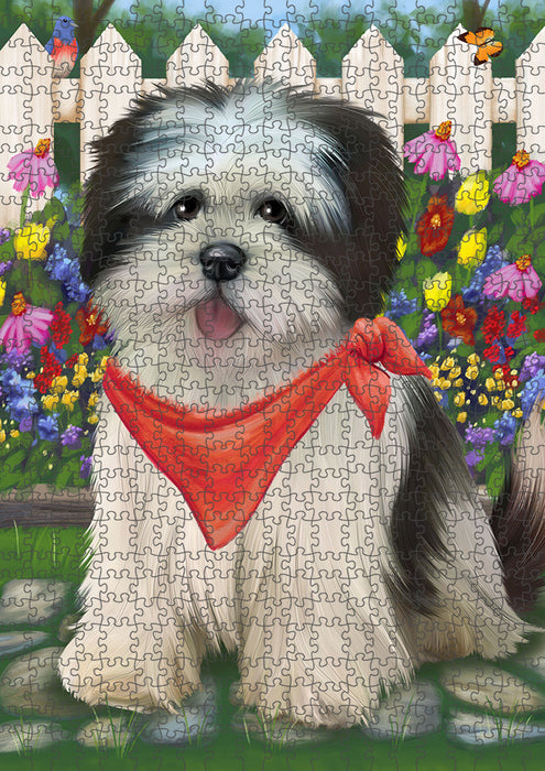 Spring Floral Lhasa Apso Dog Puzzle with Photo Tin PUZL53427