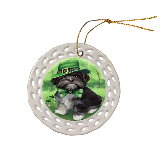 St. Patricks Day Irish Portrait Lhasa Apso Dog Ceramic Doily Ornament DPOR48831