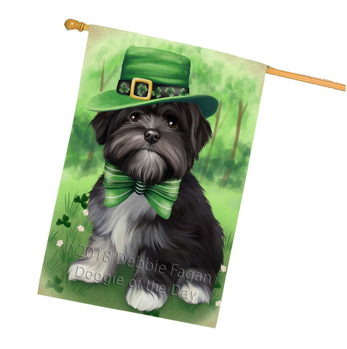 St. Patricks Day Irish Portrait Lhasa Apso Dog House Flag FLG48796