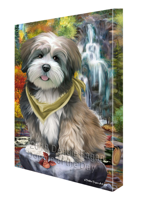 Scenic Waterfall Lhasa Apso Dog Canvas Wall Art CVS60654