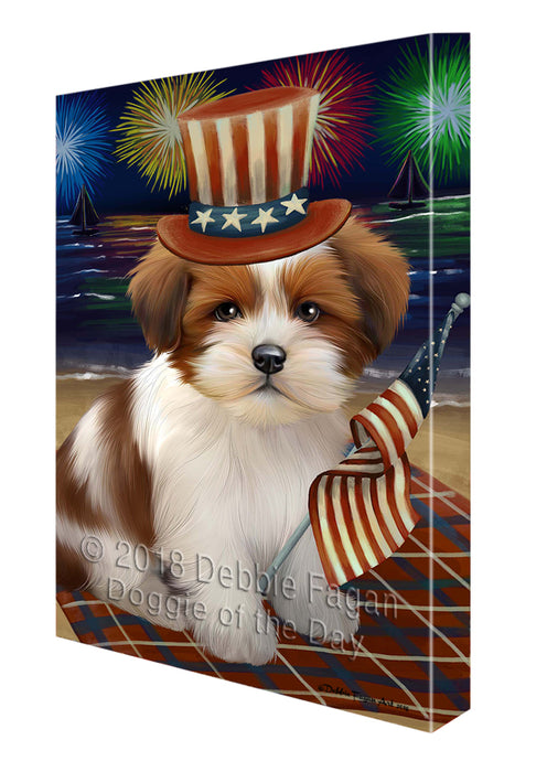 4th of July Independence Day Firework Lhasa Apso Dog Canvas Wall Art CVS56019