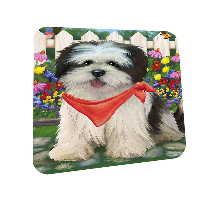 Spring Floral Lhasa Apso Dog Coasters Set of 4 CST49866