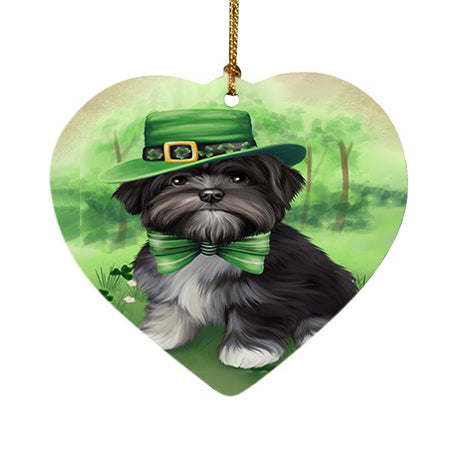 St. Patricks Day Irish Portrait Lhasa Apso Dog Heart Christmas Ornament HPOR48831