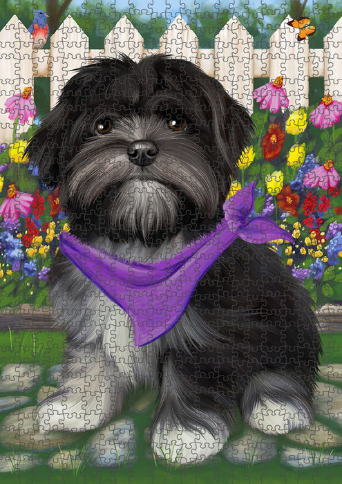 Spring Floral Lhasa Apso Dog Puzzle with Photo Tin PUZL53430