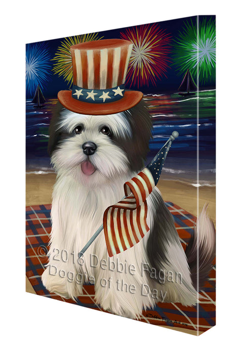 4th of July Independence Day Firework Lhasa Apso Dog Canvas Wall Art CVS56028