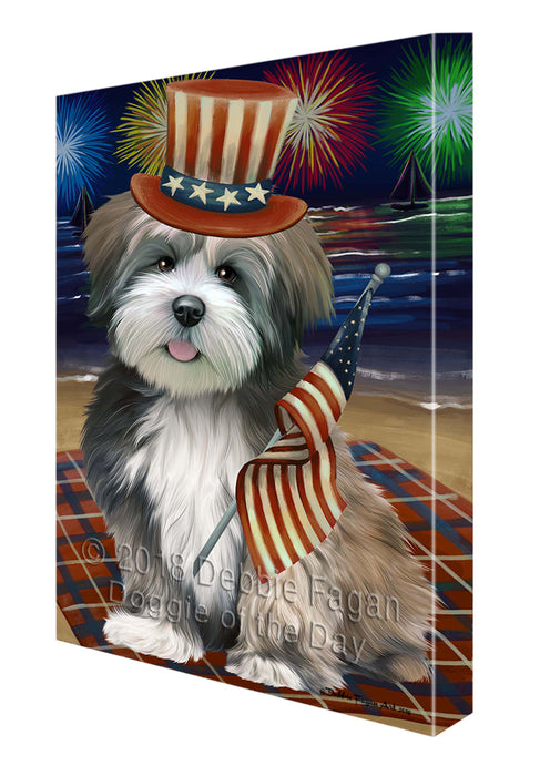 4th of July Independence Day Firework Lhasa Apso Dog Canvas Wall Art CVS56037