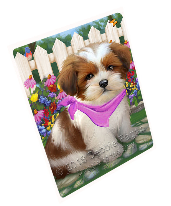 Spring Floral Lhasa Apso Dog Tempered Cutting Board C53595