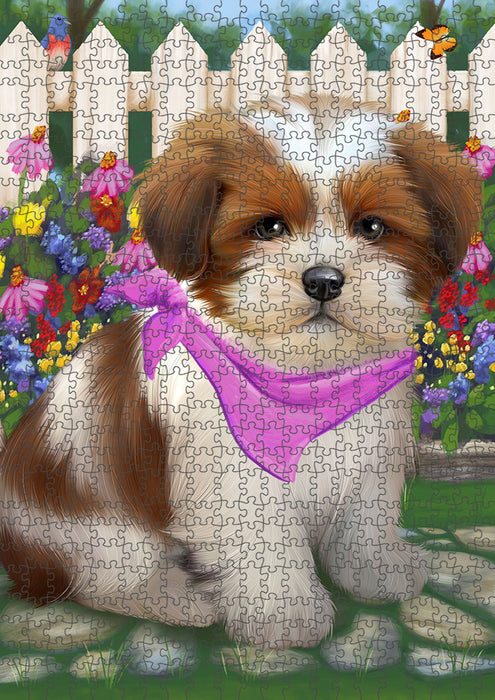 Spring Floral Lhasa Apso Dog Puzzle with Photo Tin PUZL53433