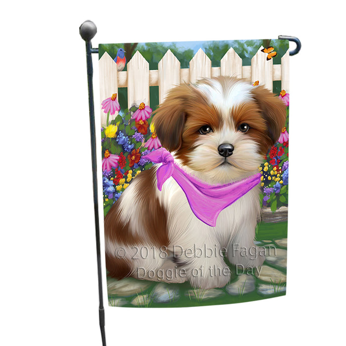 Spring Floral Lhasa Apso Dog Garden Flag GFLG49738